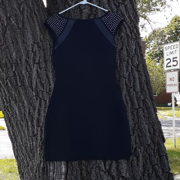 Express‎ Bling Leather Accent Sleeveless Mini Dress - Picture 5 of 8